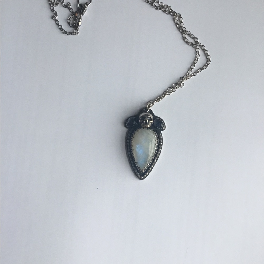 Moonstone and amethyst sterling silver necklace